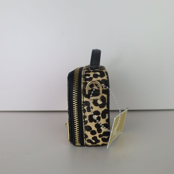 Michael Michael Kors Estelle Micro Trunk Crossbody Leopard Print Tan/ Black - Picture 4 of 14
